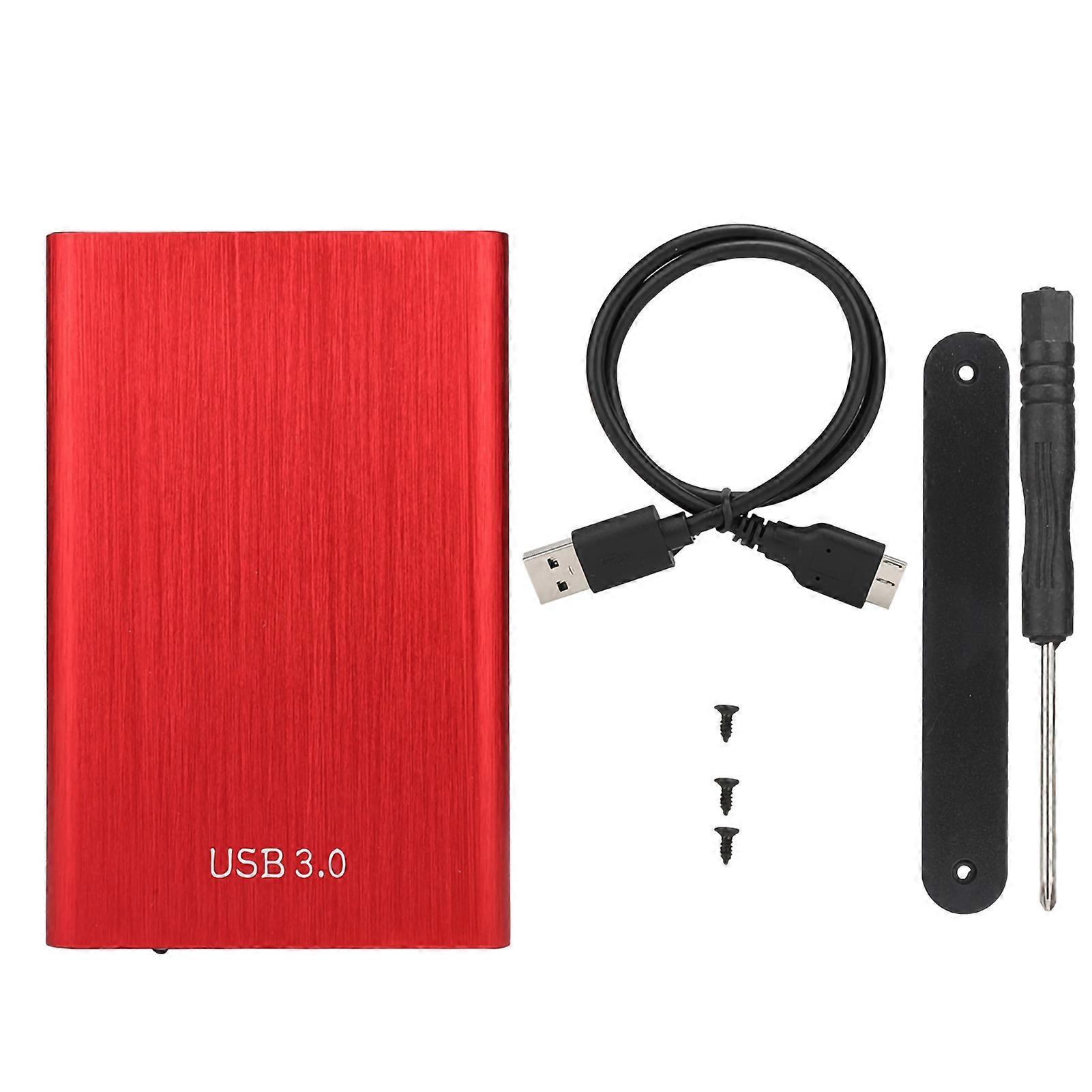 External 2.5 inch (7-9.5mm) USB 3.0 SATA SSD Hard Drive Enclosure for Laptop (Red) (HDD Not Included)