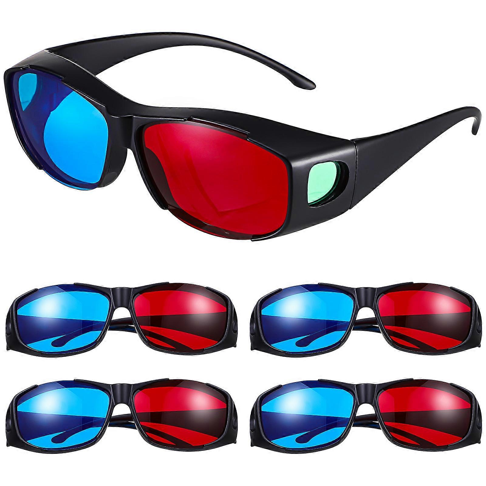 Anaglyph Glasses 3D Glasses 3D Viewing Round Shape Plastic Material 5Set
