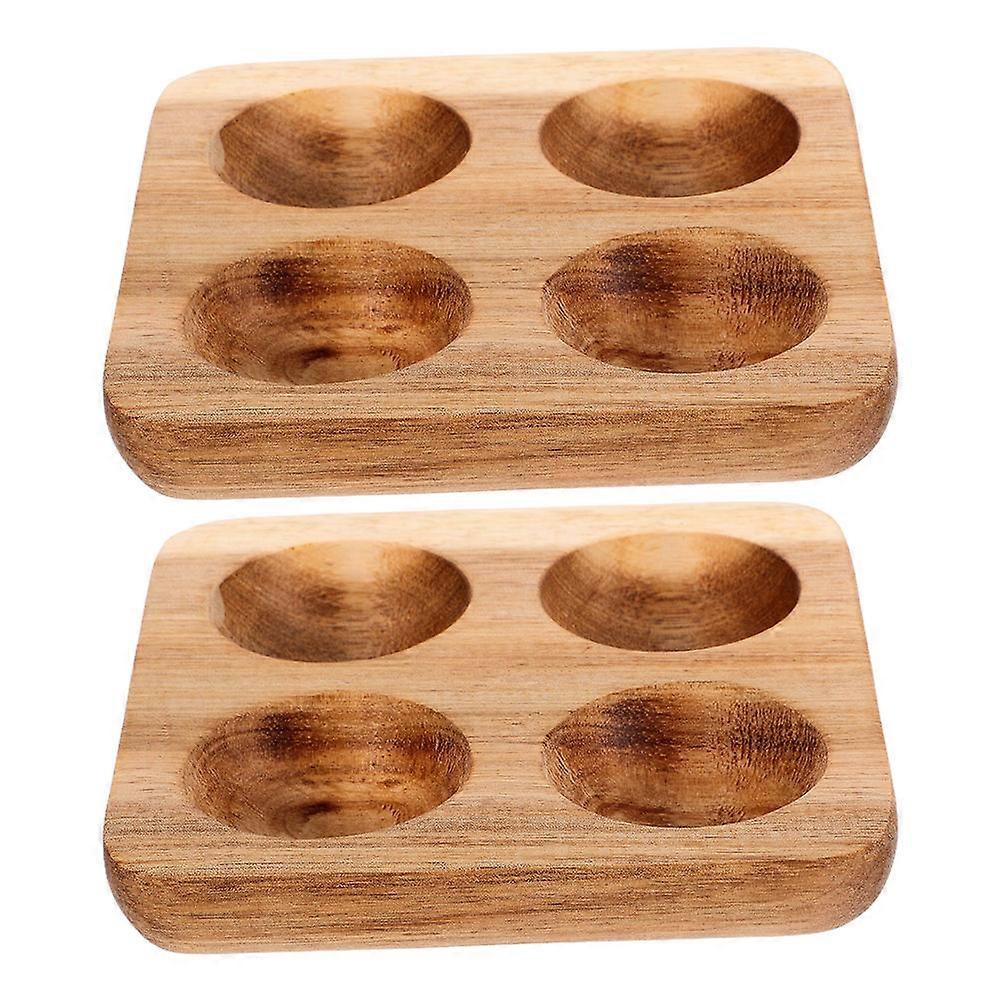 Home Kitchenware Wooden Egg Tray for Refrigerator Countertop Display Storage 4.20X4.20X1.60CM Prevent Rolling 2Pack