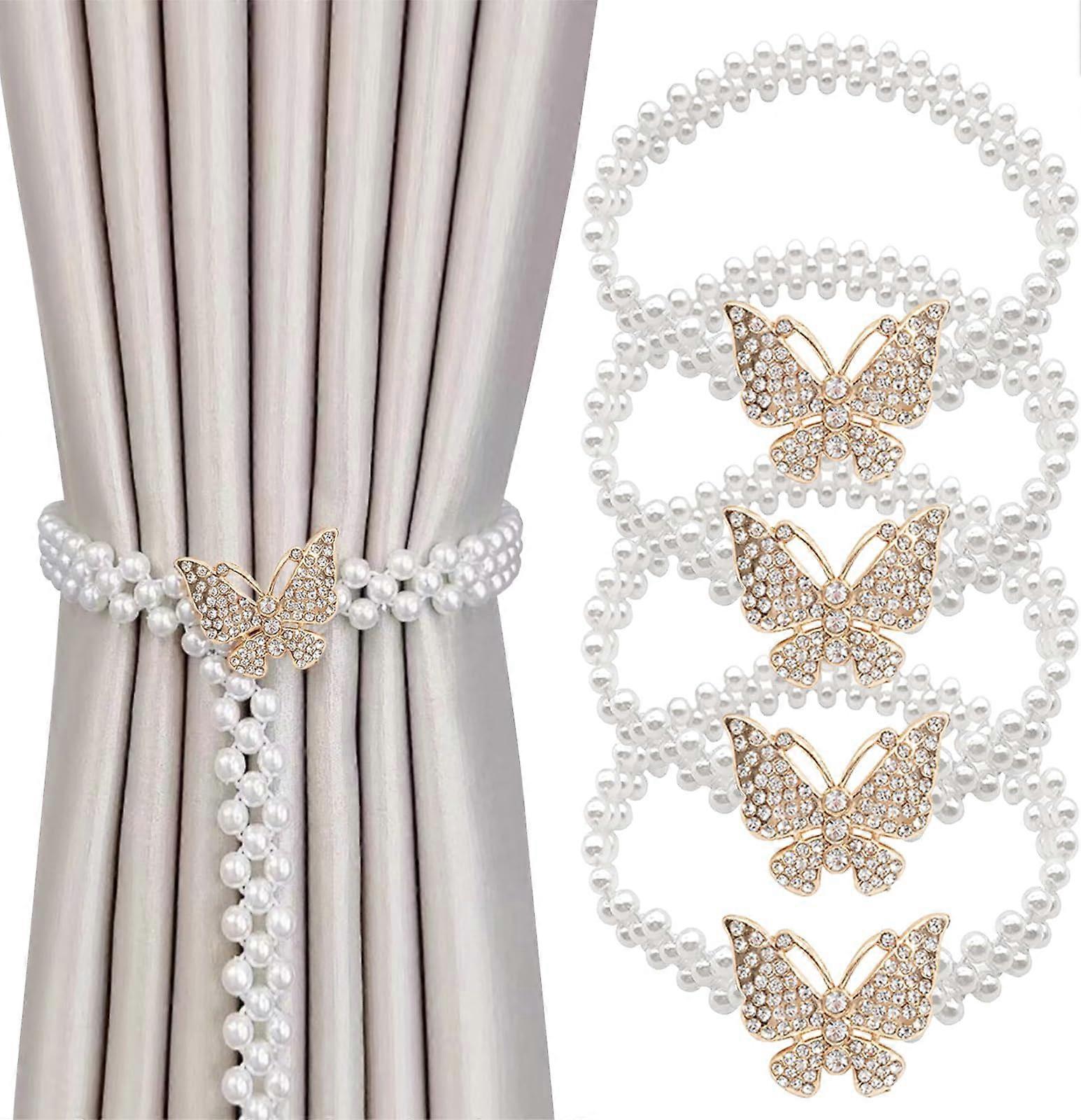 4pcs Butterfly Pearl Curtain Fixers