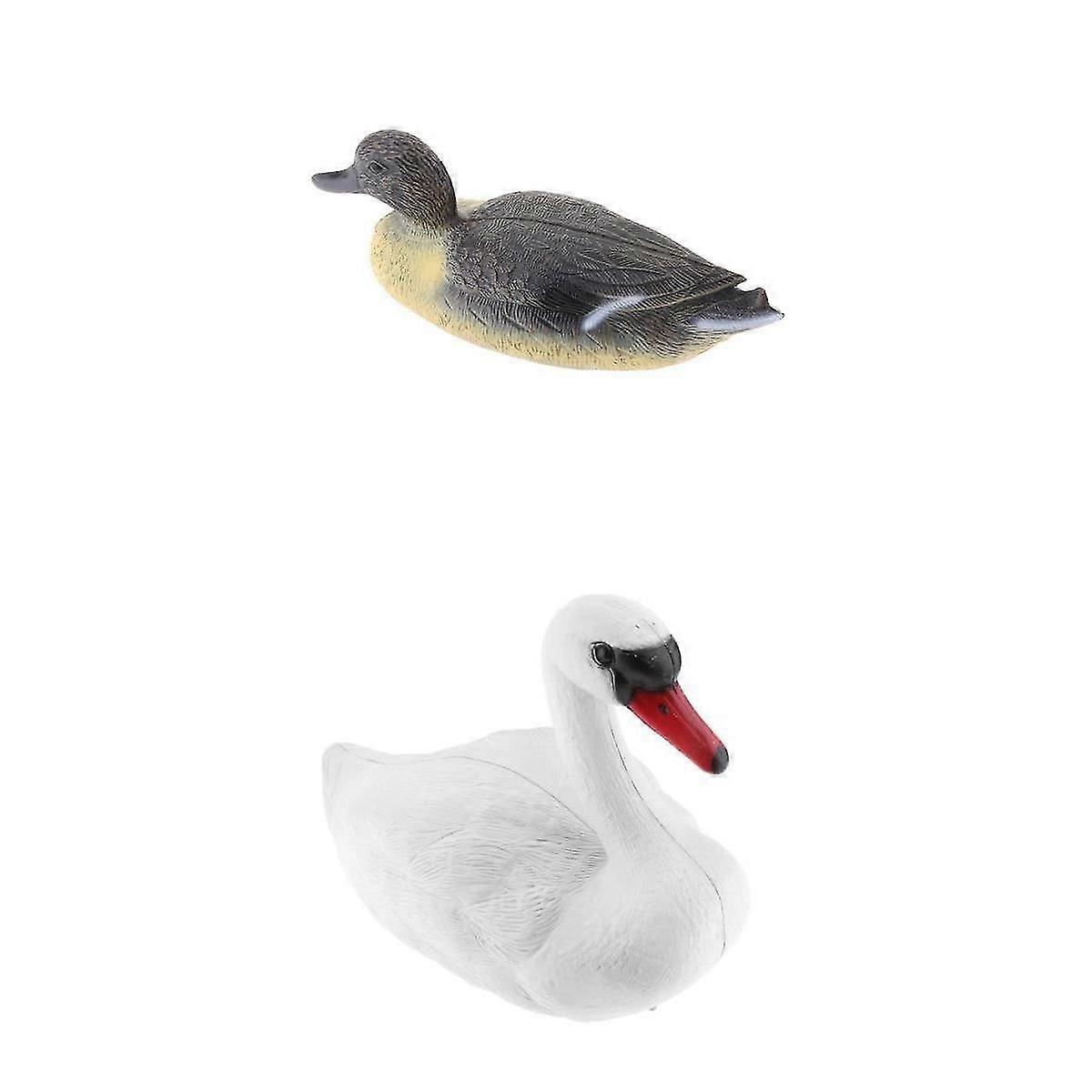 2Pc Plastic Floating Swan Duck Decoy Hunting Fishing Garden Scarer Scarecrow