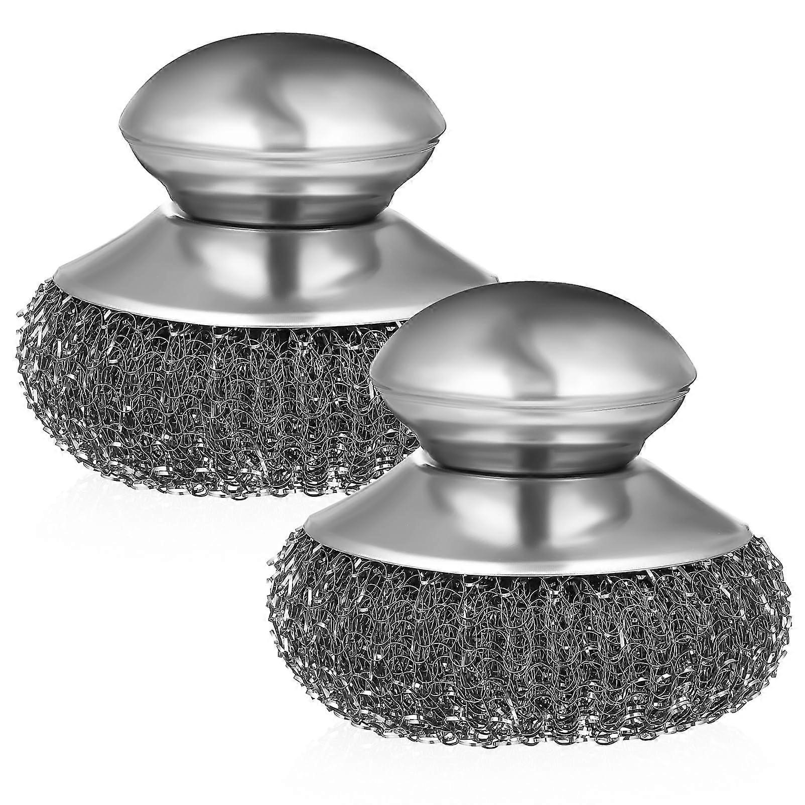 Wire Brushes Set ABS Handle Stainless Steel Pack Of 2 Wok Scrubber Pan Scraper Bristle Scrubbers