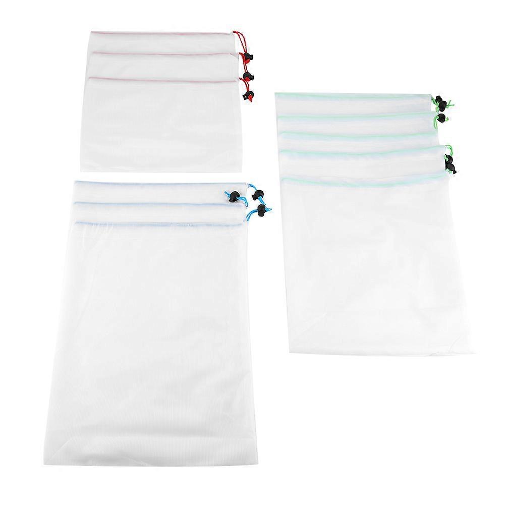 Lot de 11 sacs réutilisables en maille avec cordon de serrage pour fruits et légumes, rangement de jouets, sac de courses