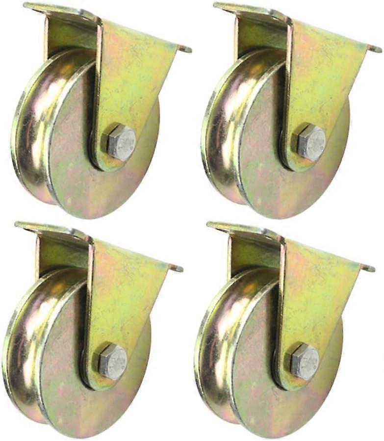 Casters, 3 Inch Sliding Gate Caster, UShaped Rail Wheel, Load Capacity 500 kg, 4Piece 100mm