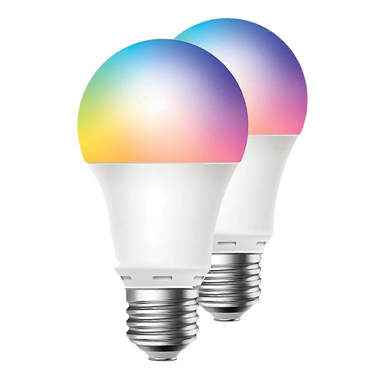 2er-Pack 9W E27 LED RGB-Lampen mit WLAN-/Bluetooth-Anbindung, Weiß