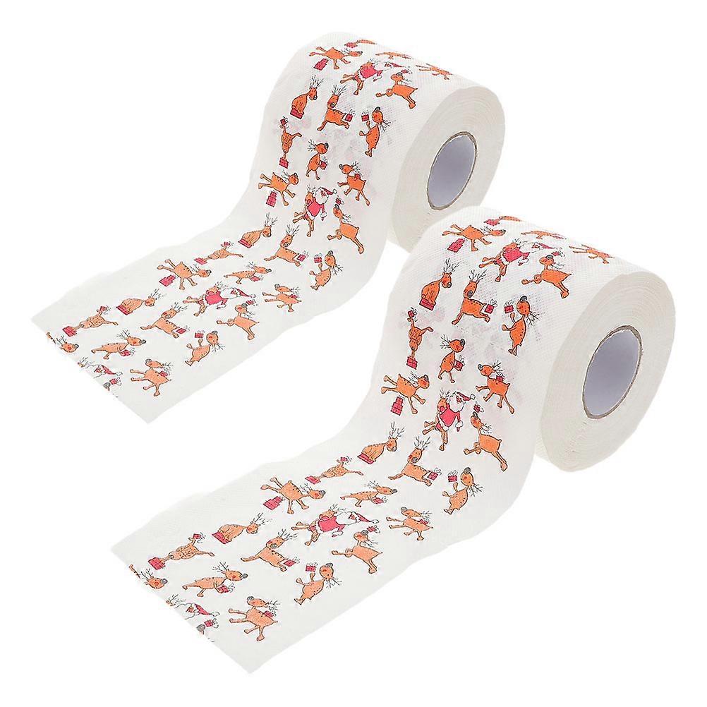 Colored Toilet Paper Rolls Christmas Party Decorative Xmas Printing Paper Roll 2 Rolls