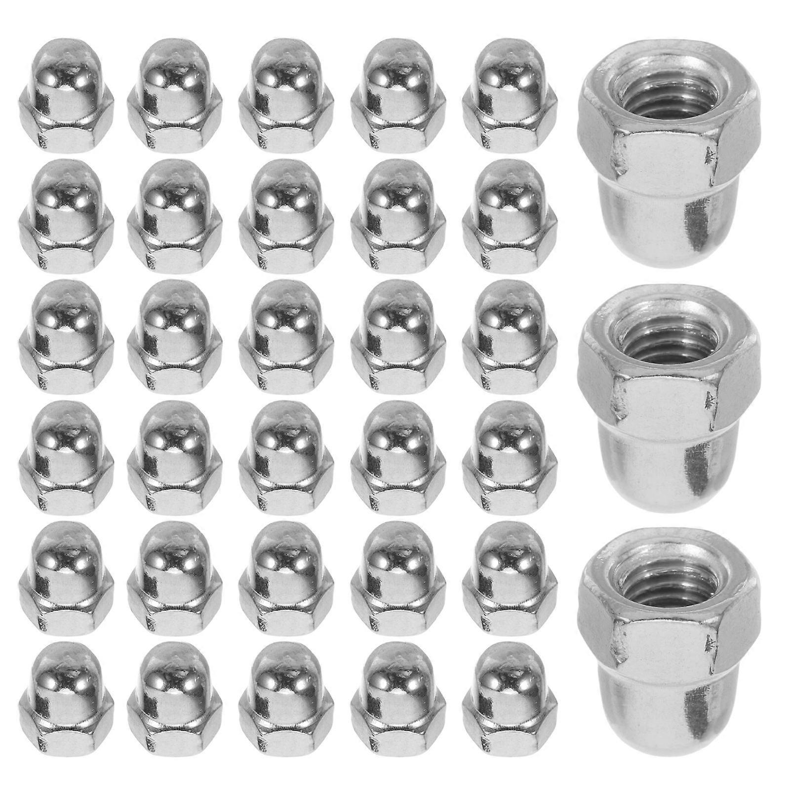 Round Ball Head Cap Nuts Furniture Assembly Aesthetic Design Silver 60Pcs