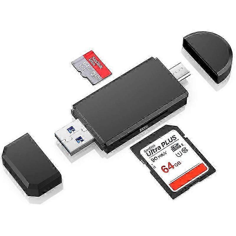 USB Type C 3.0 Card Reader, SD/Micro SD Card Reader Memory Card Reader with Micro USB OTG, USB 3.0 Adapter for Samsung, Huawei, Android Smartphone, Ma