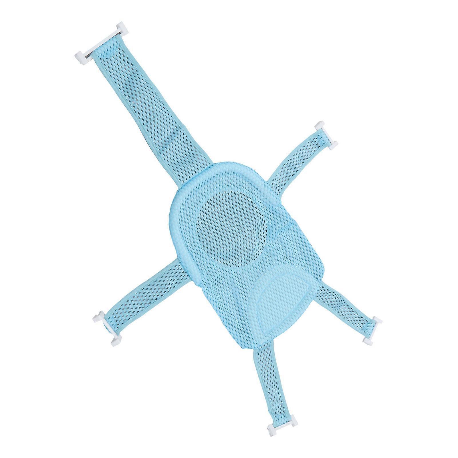 Five Corner Bath Seat Support Net Skid Proof Adjustable Universal Breathable Mesh Soft Headrest Baby Bath Net for Infant Blue 