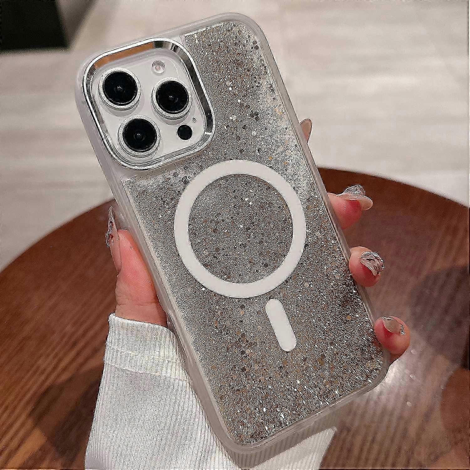 Case for Compatible with MagSafe Glitter Quicksand TPU+PC Phone Cover