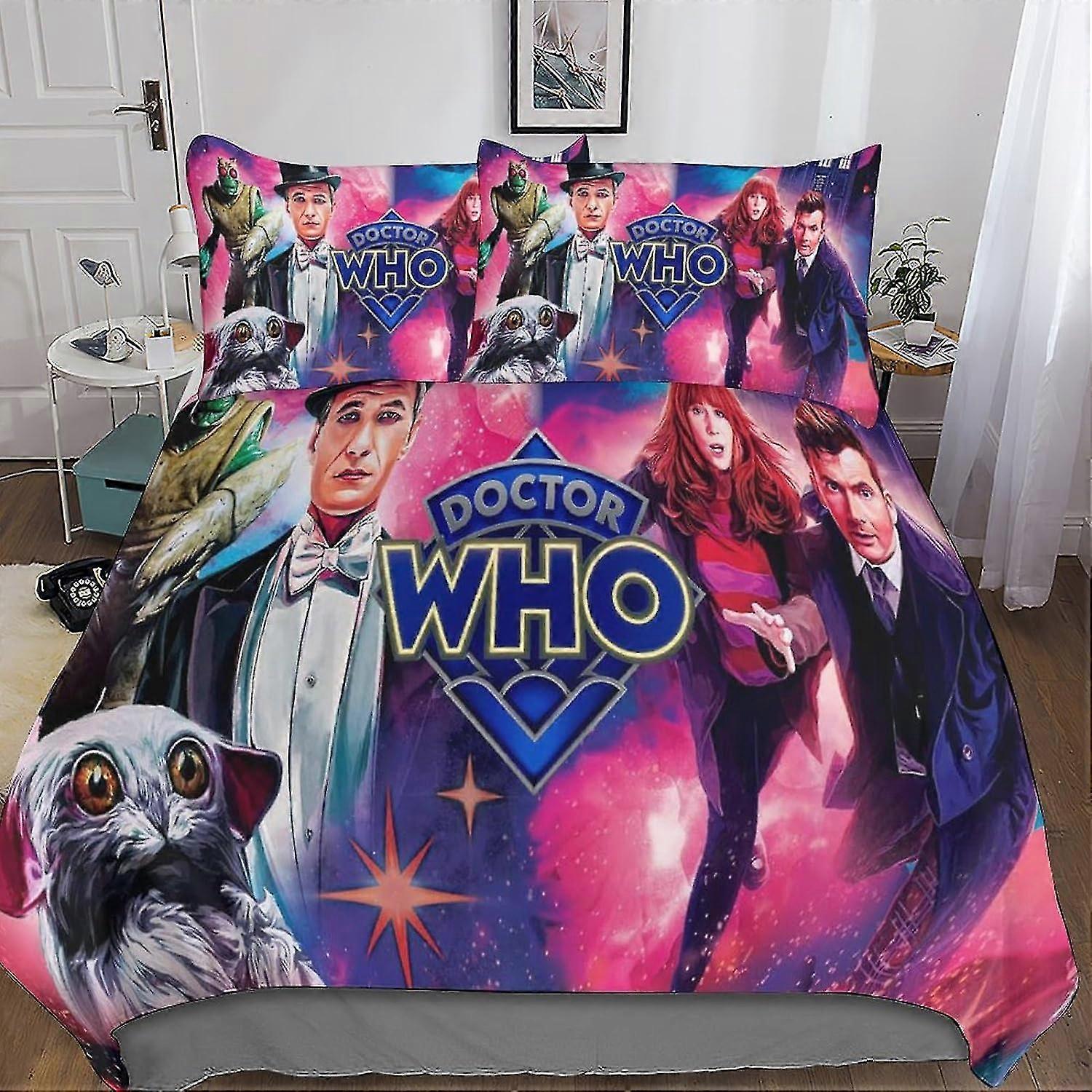 Doctor Who 3D Printed Duvet Cover Set, 3 Pieces Bedding Set with Microfiber and Hidden Zipper Closure, Includes Pillowcases