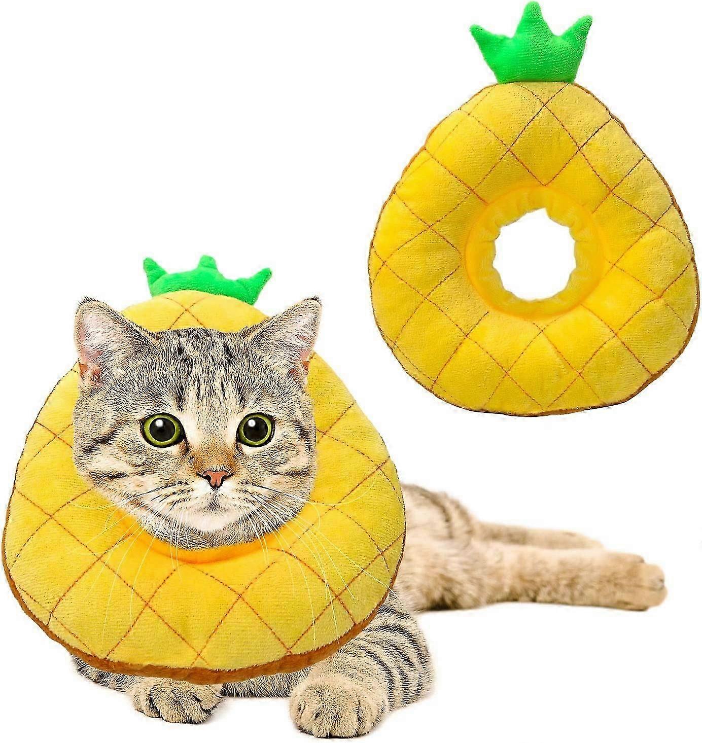 Adjustable Pineapple Cat Cone - Soft Recovery Collar for Post-Surgery Pets