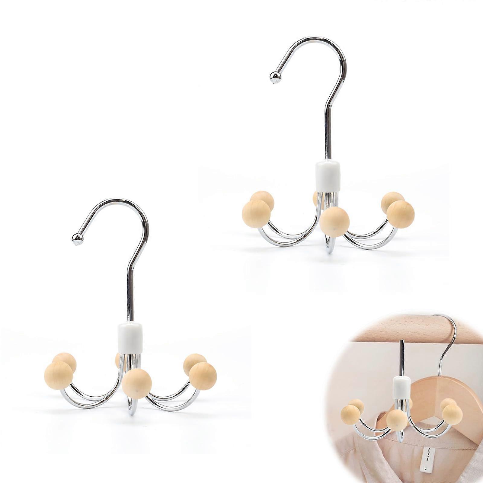 Belt Storage Pack Of 2 Belt Holders With Six Hooks, 360 Degree Rotating Tie Holder, Stainless Steel, For Hanging Slings