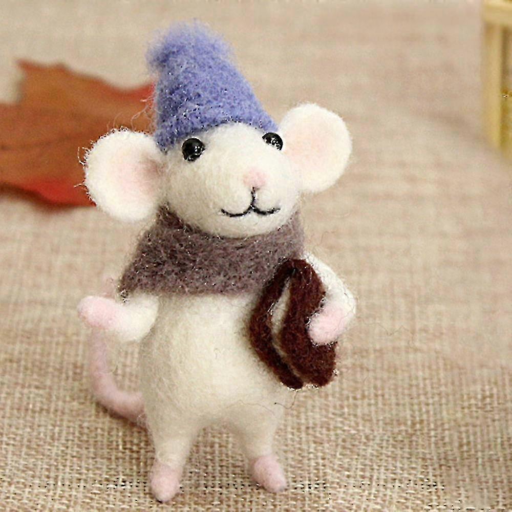 Handmade Wool Felt Mouse Craft Kits - Needle Felting Kit with Wool Material for Kids and Beginners' Creative Gift Production