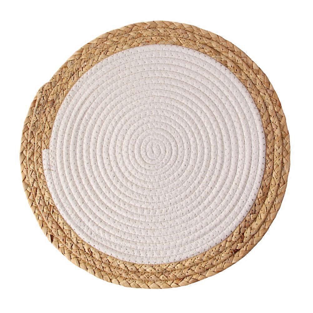 Woven Cotton Rope Placemat with Heat Insulation, Straw Design, Wipe Clean Dish Mat for Indoor & Outdoor Dining Table Decor