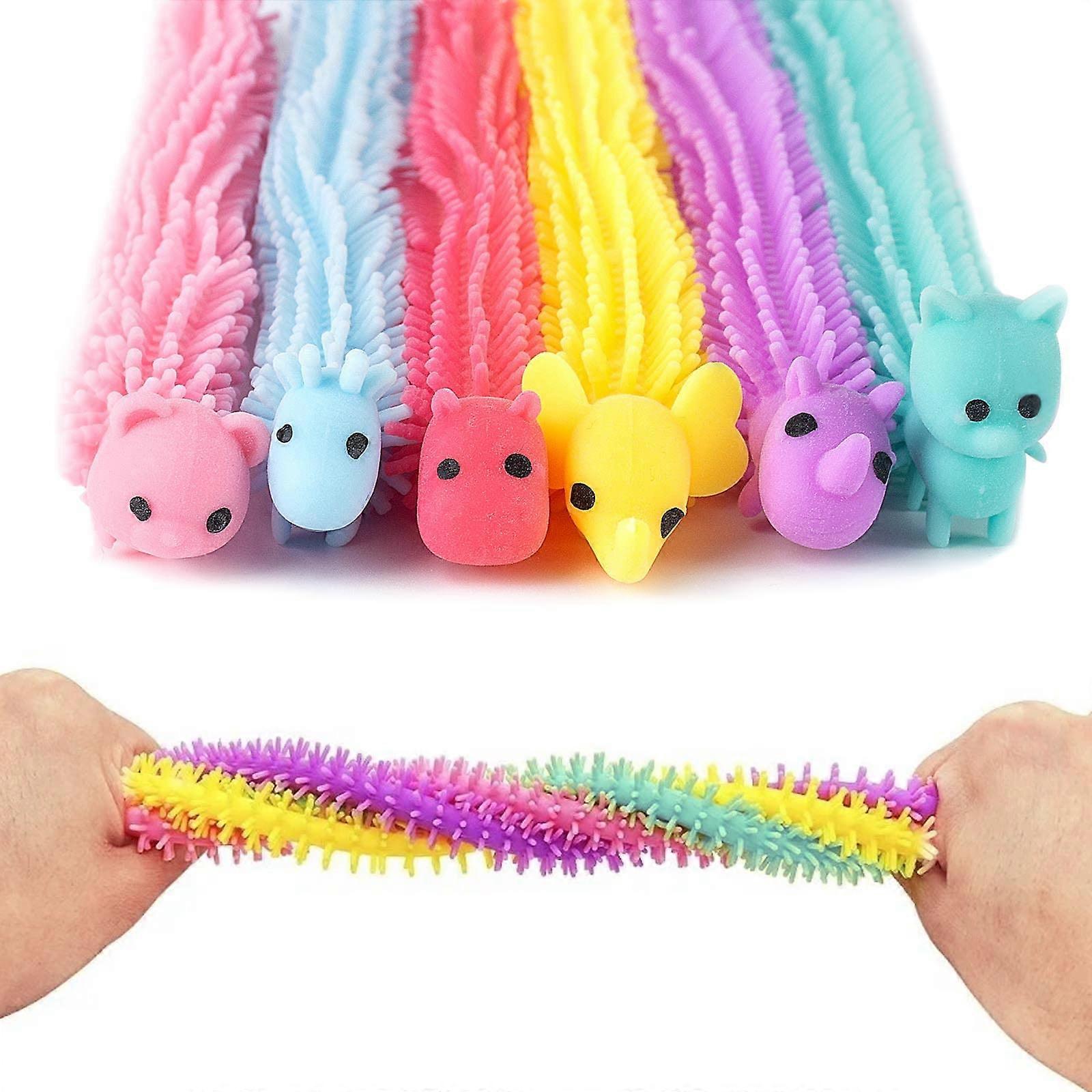 Pack of 6 Colourful Sensory Cord, Autism Toy, Squeeze Noodle Toy, Decompression Stretchy Rope, Fidget Silicone Noodle Rope, Decompression Toy