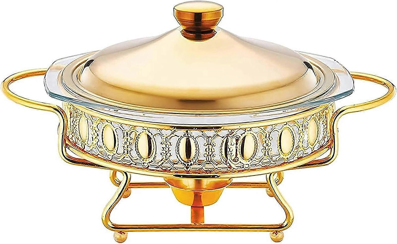 Food Warmer for Party Buffets, Stainless Steel Chafing Dish Set, Gold Catering Buffet Warming Tray, Mini Hot Pot for Outdoor Use