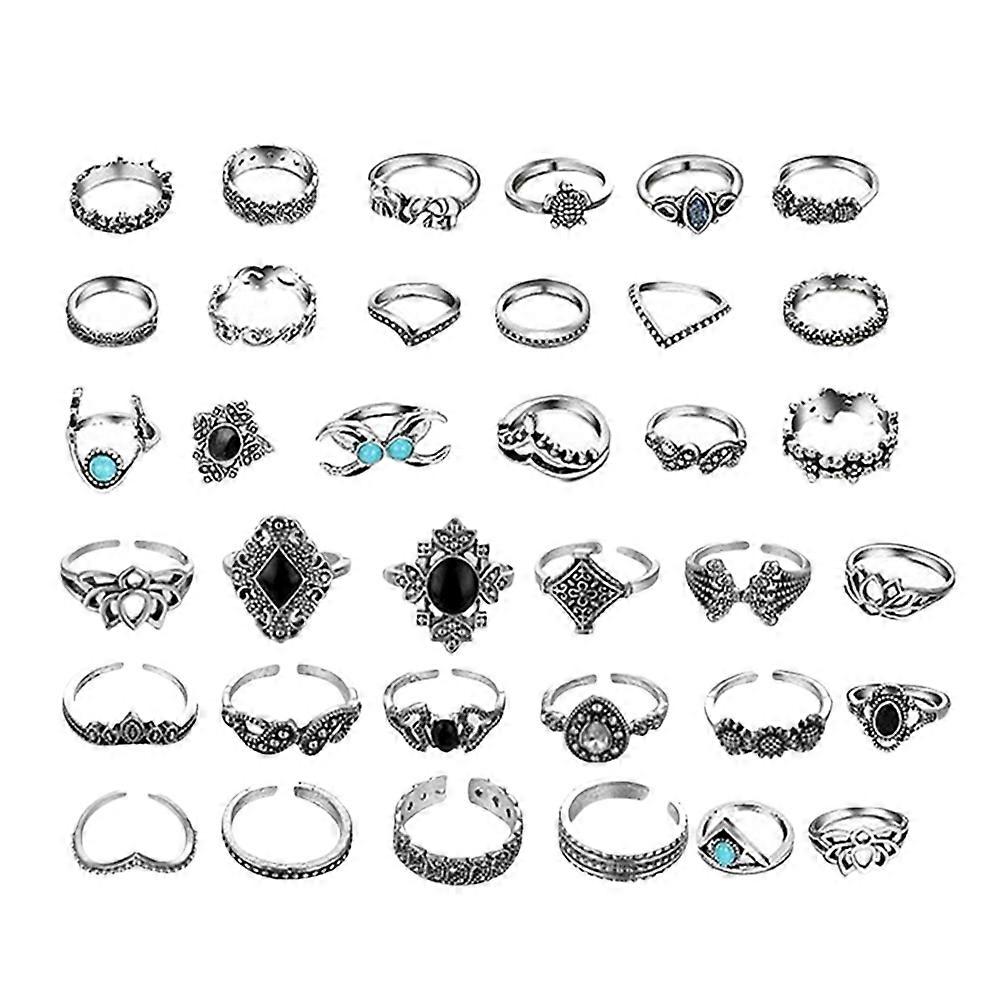 Retro Knuckle Ring Set for Women in Assorted Colors Made of Alloy 62 Pieces