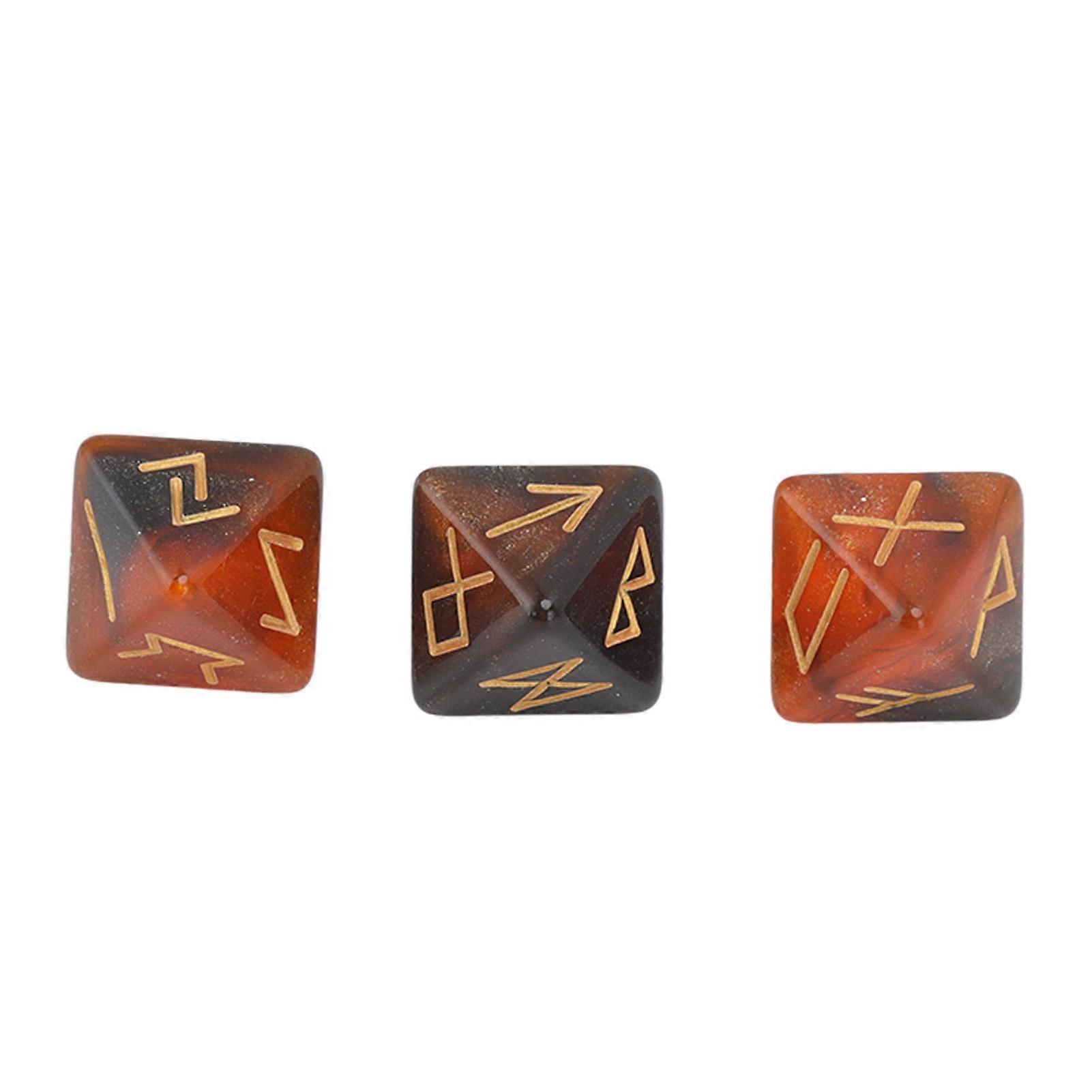 3Pcs Rune 8 Sided Star Sky Mystic Vivid Colors Astrology Learning Prediction Polyhedral Dice Set for Adults