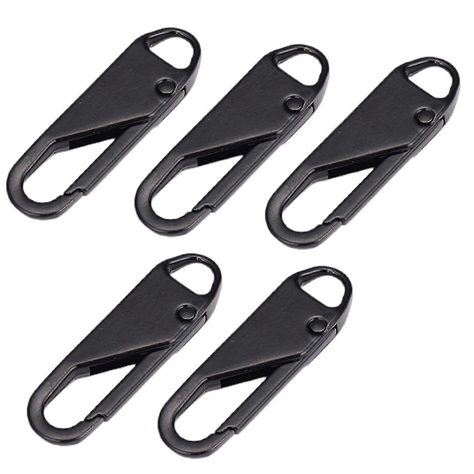 5pcs Detachable Zipper Head High Elasticity Eco-friendly Reusable Zipper Puller Black