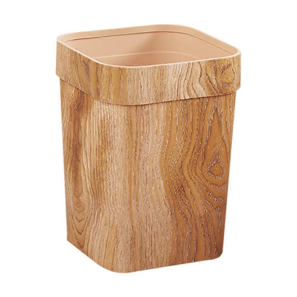 Modern Nordic Style Multi Function Faux Wood Grain Trash Can for Bathroom, Kitchen, and Office – Space Saving Waste Bin for Tissues and Paper
