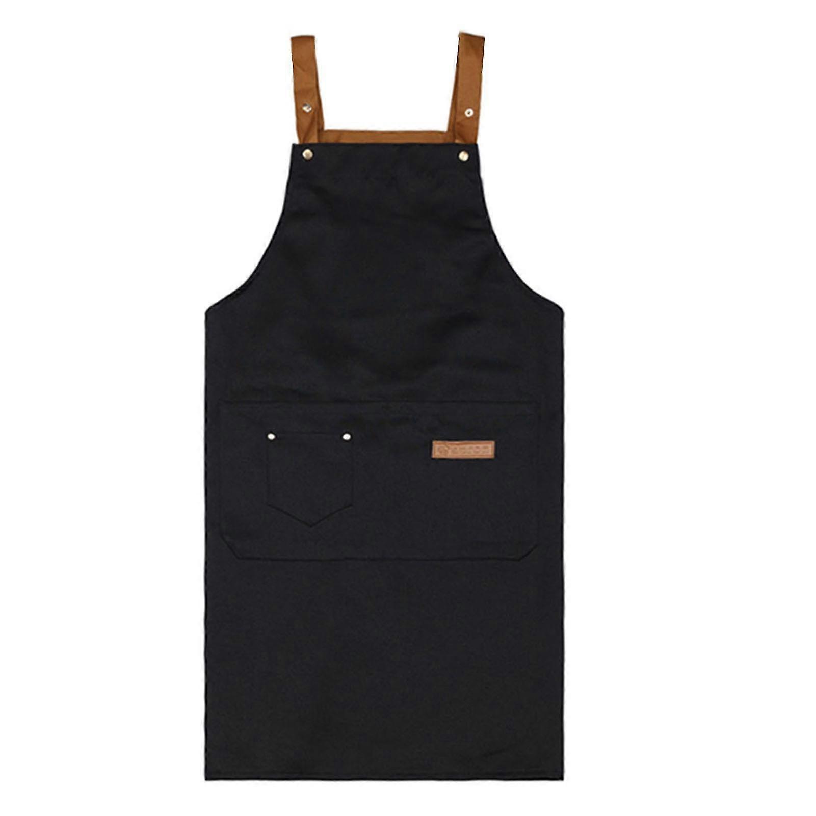 Waterproof Kitchen Apron with Pocket Adjustable Strap Black