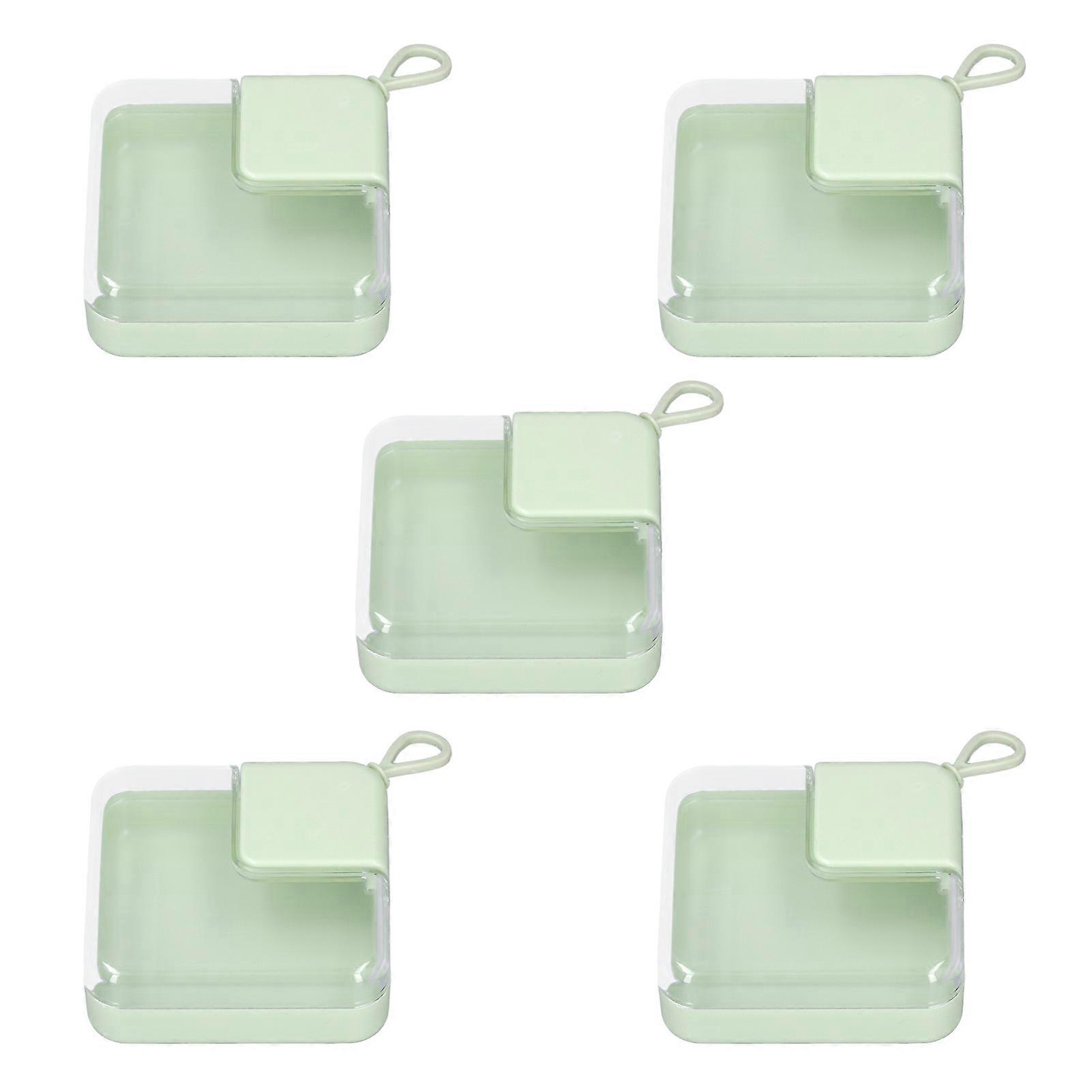 5pcs Clear Plastic Storage Box Portable Green Clear Small Plastic Container for Makeup Nails