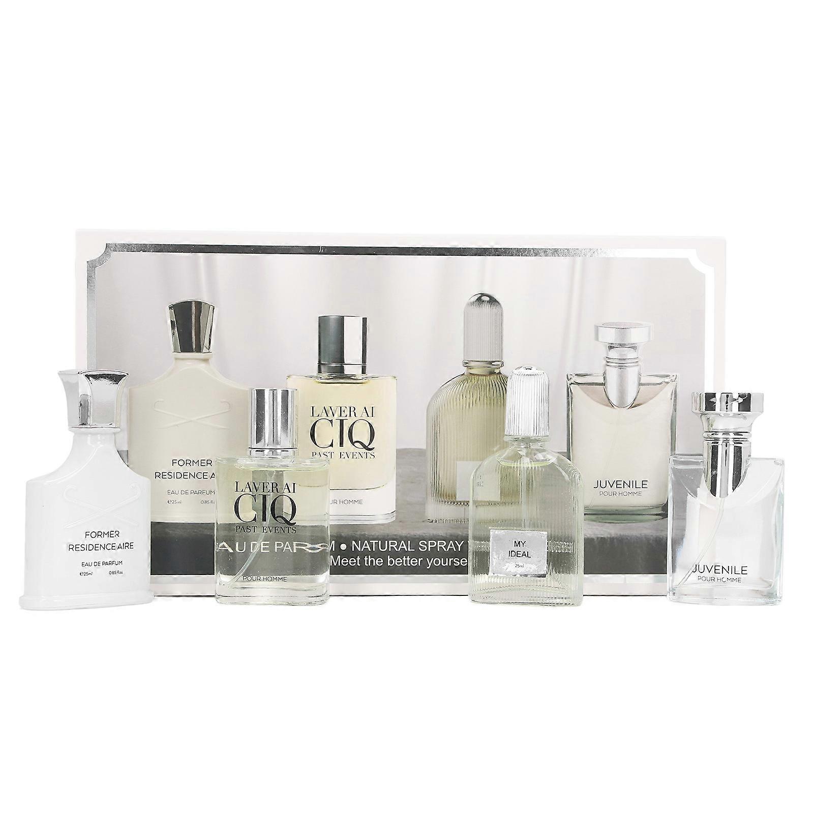 25ml 4pcs Men Perfume Set Long Lasting Refined Light Fragrance for Lover Friend Silver