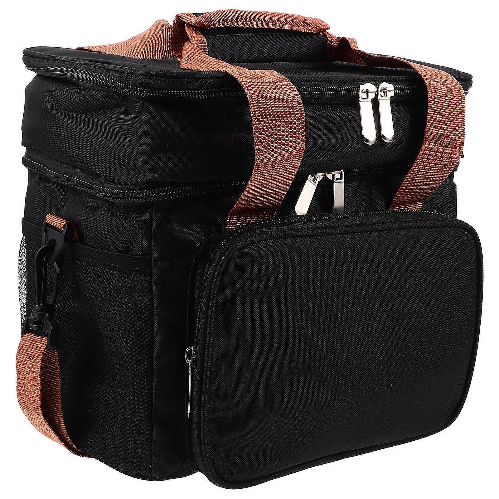 Temperature Control Large Capacity Insulated Cooler Bag For Travel Rectangular Crossbody Design Black 1Set