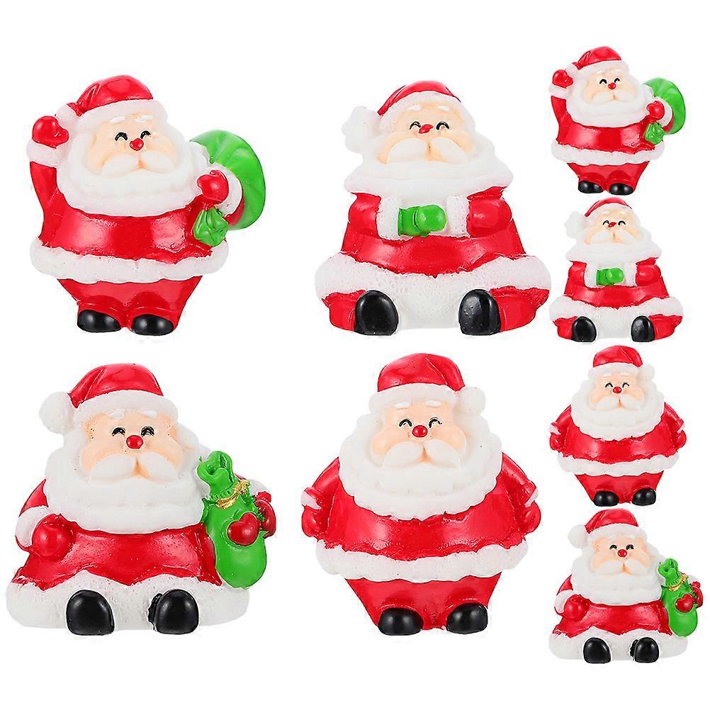 Miniature Santa Claus Figurines Resin Christmas Decoration Home Decor Assorted Color 3.60X3.40X3.00CM 8Pcs