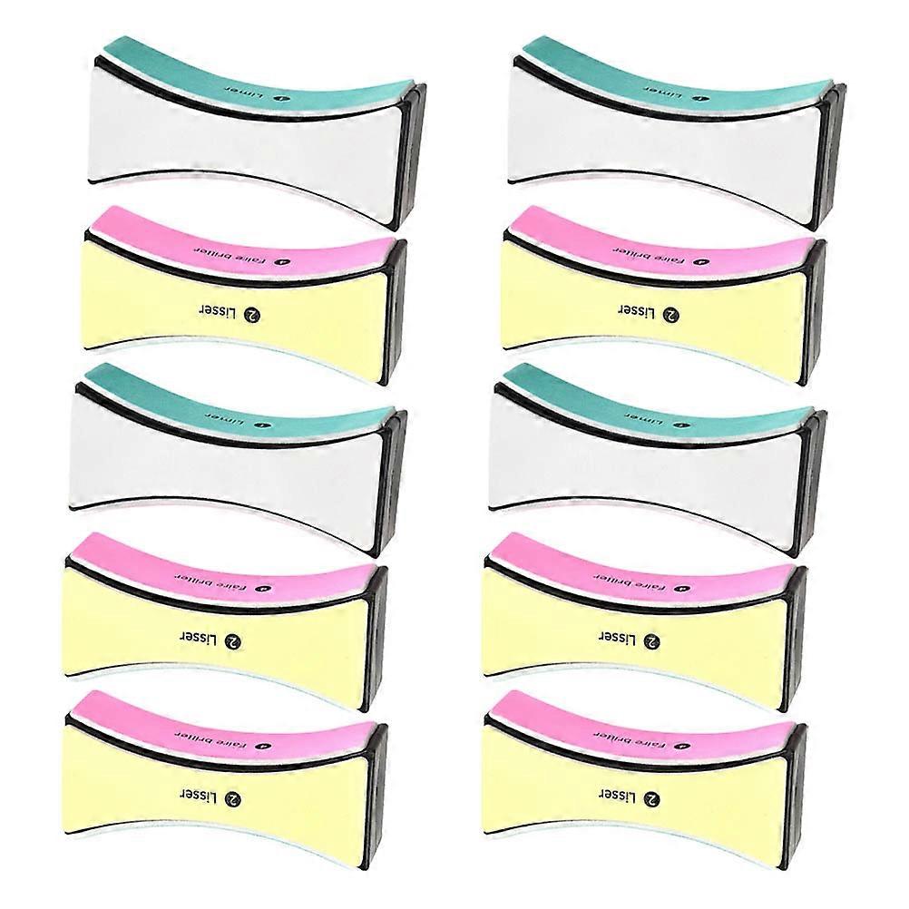 Manicure Files Nail Smoother Buffer Block Rectangular Shape Surface Sanding Home Use 10Pcs