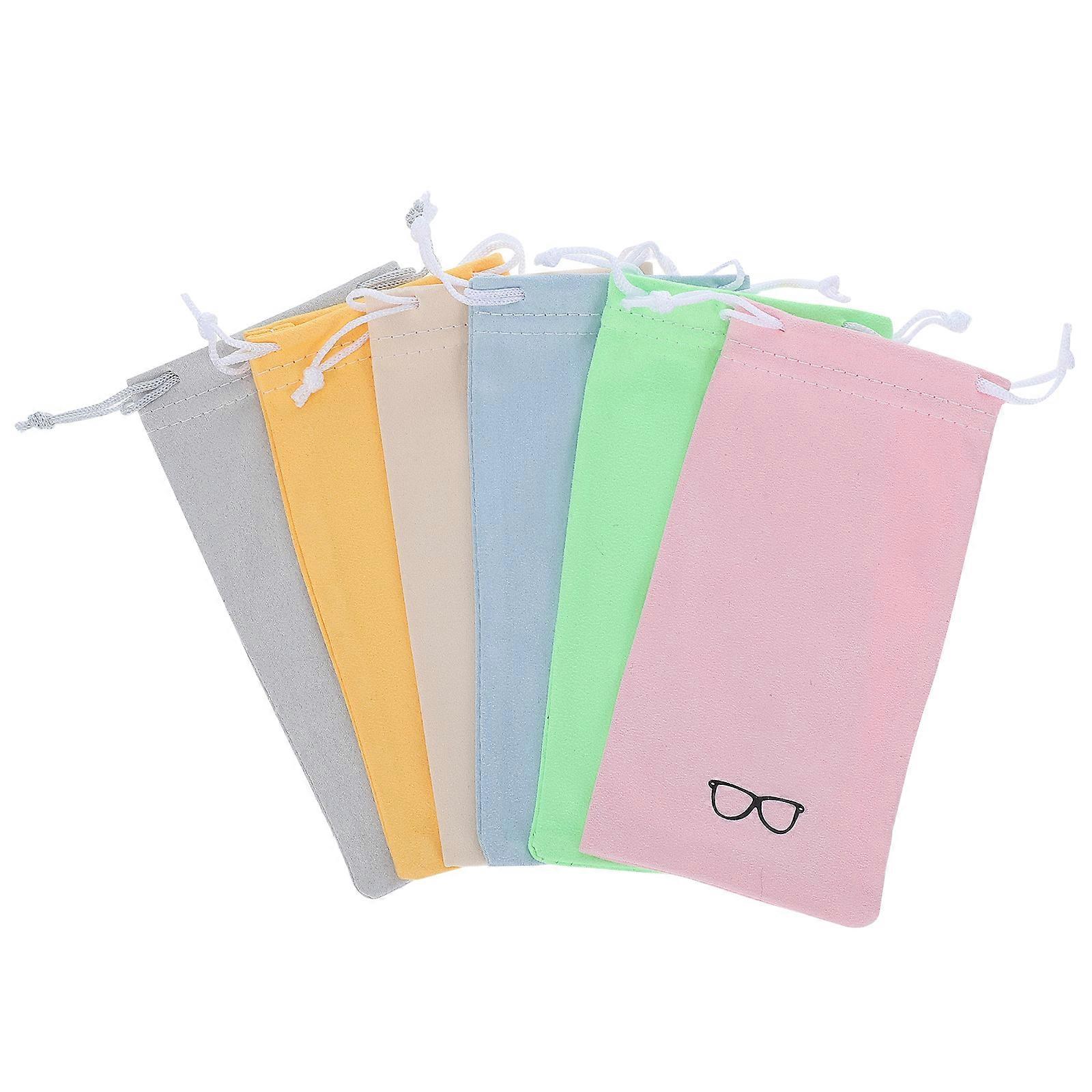6pcs Eyeglass Drawstring Pouch Soft & Durable Storage Bags for Sunglasses and Eyewear, Ideal for Travel and Daily Use