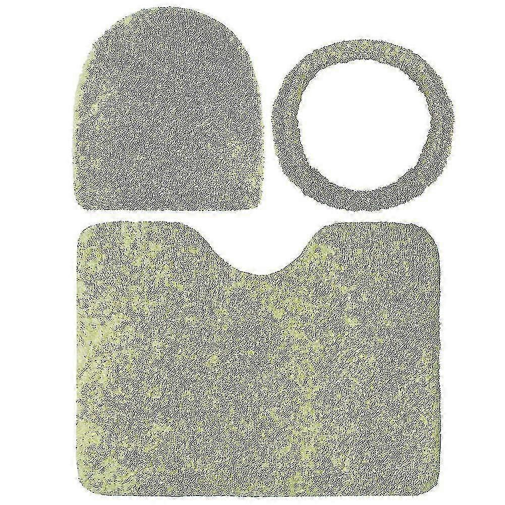 3-pcs Solid Color Polyester Toilet Mat Set