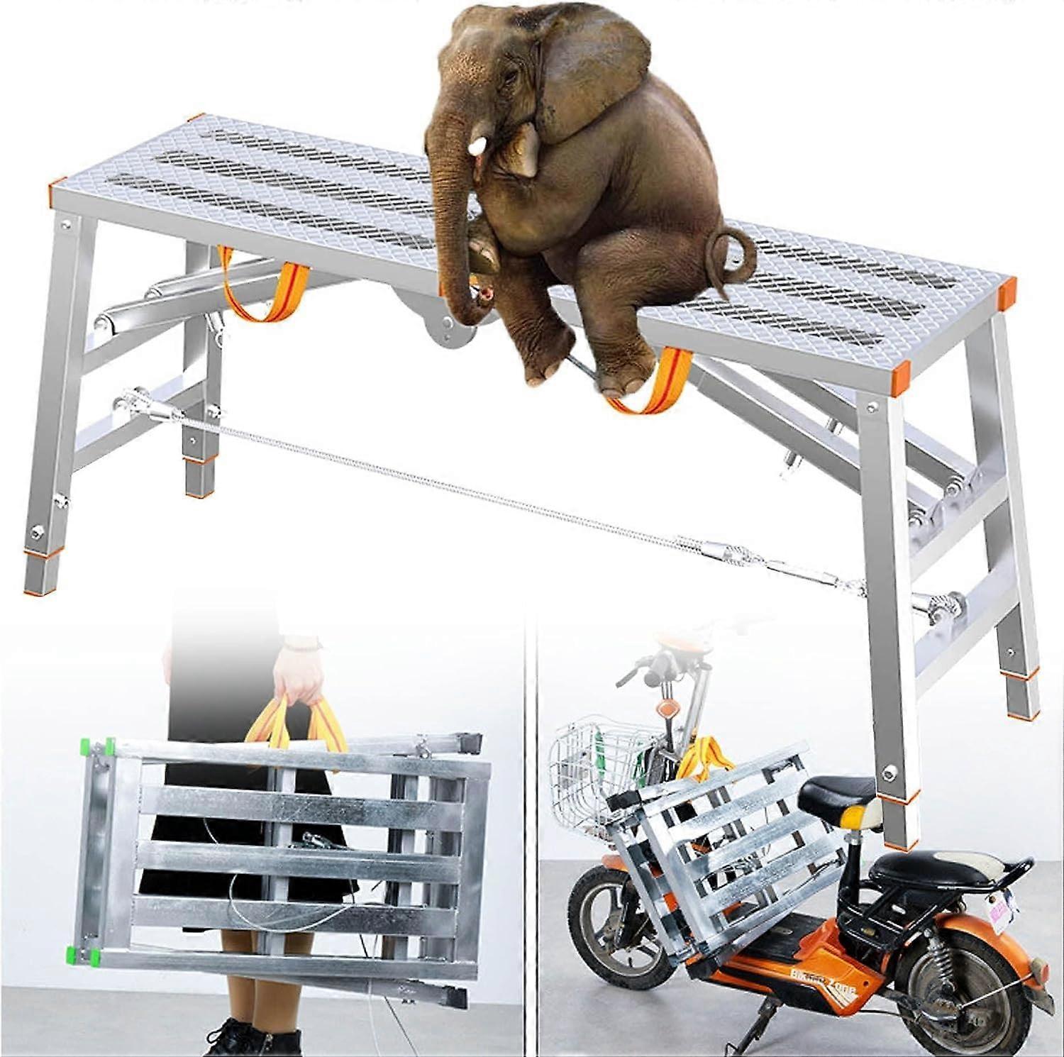 Steel Scaffold Ladder Foldable Scaffold Ladder With Platform 200x4 Mesh Surface
