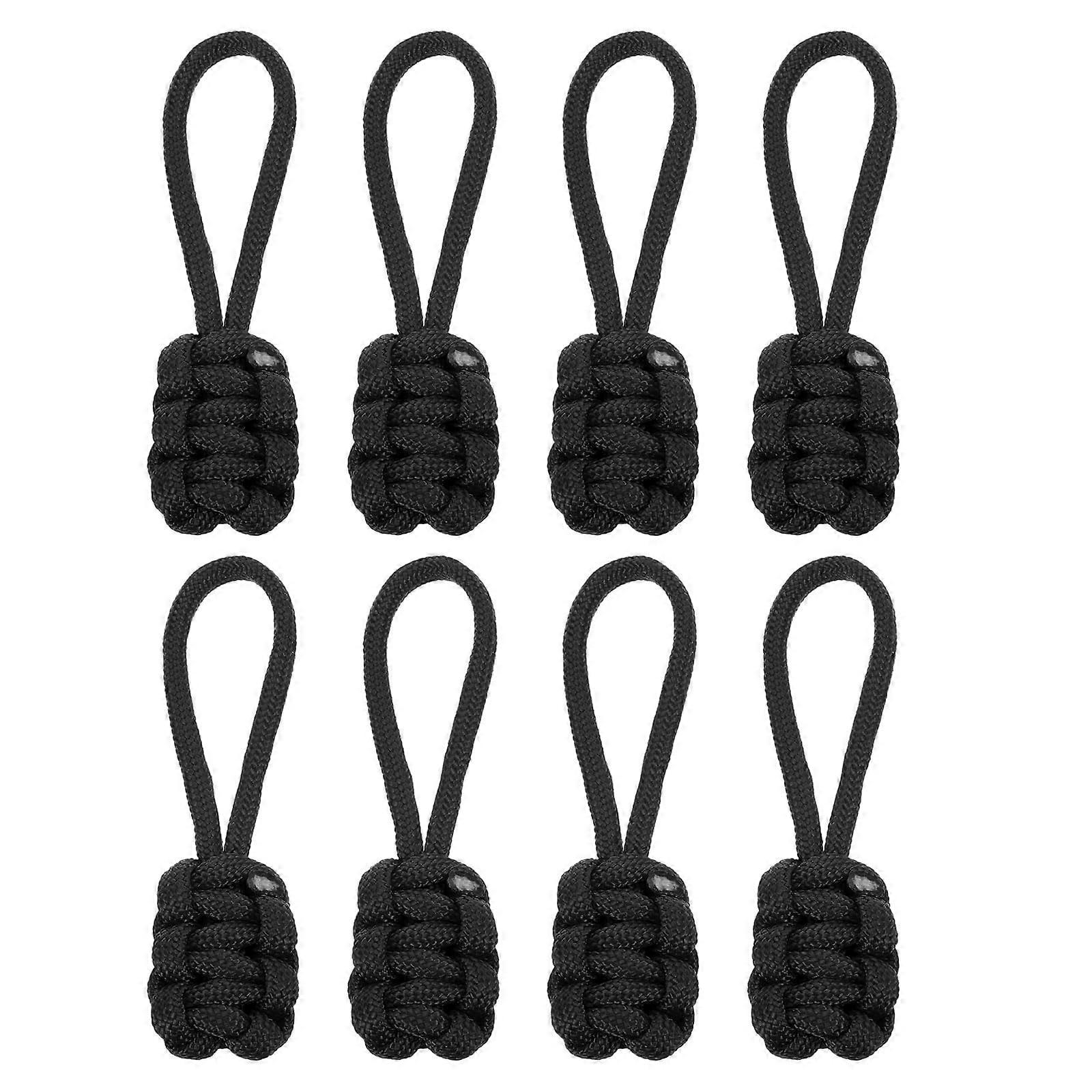 Replacement zipper sliders made of polypropylene, 80 x 3 mm, for jackets, bags, backpacks, and DIY projects, black, 8 pieces.