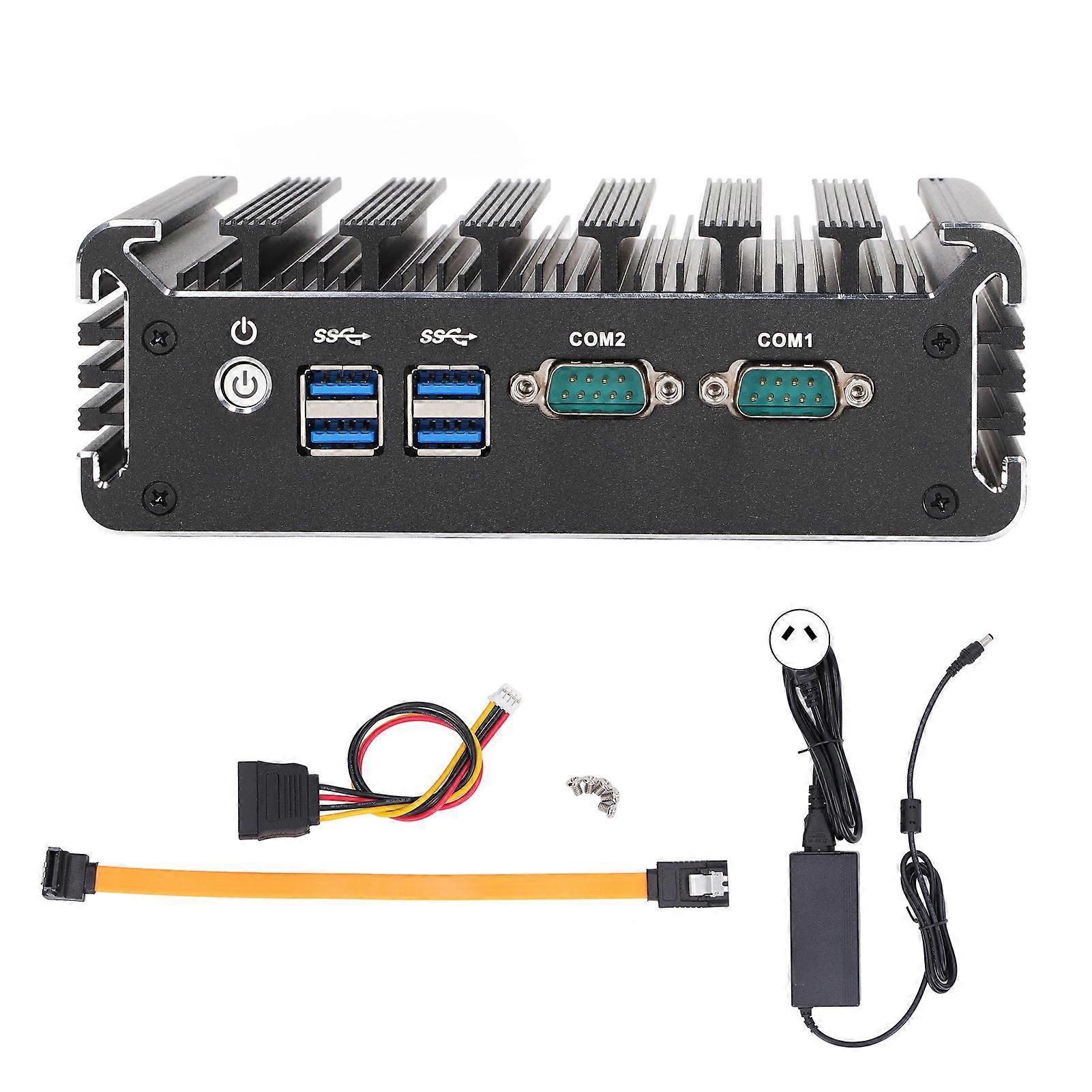Fanless Embedded Industrial Computer Dual Core CPU Multifunctional Industrial PC 100‑240V AU Plug