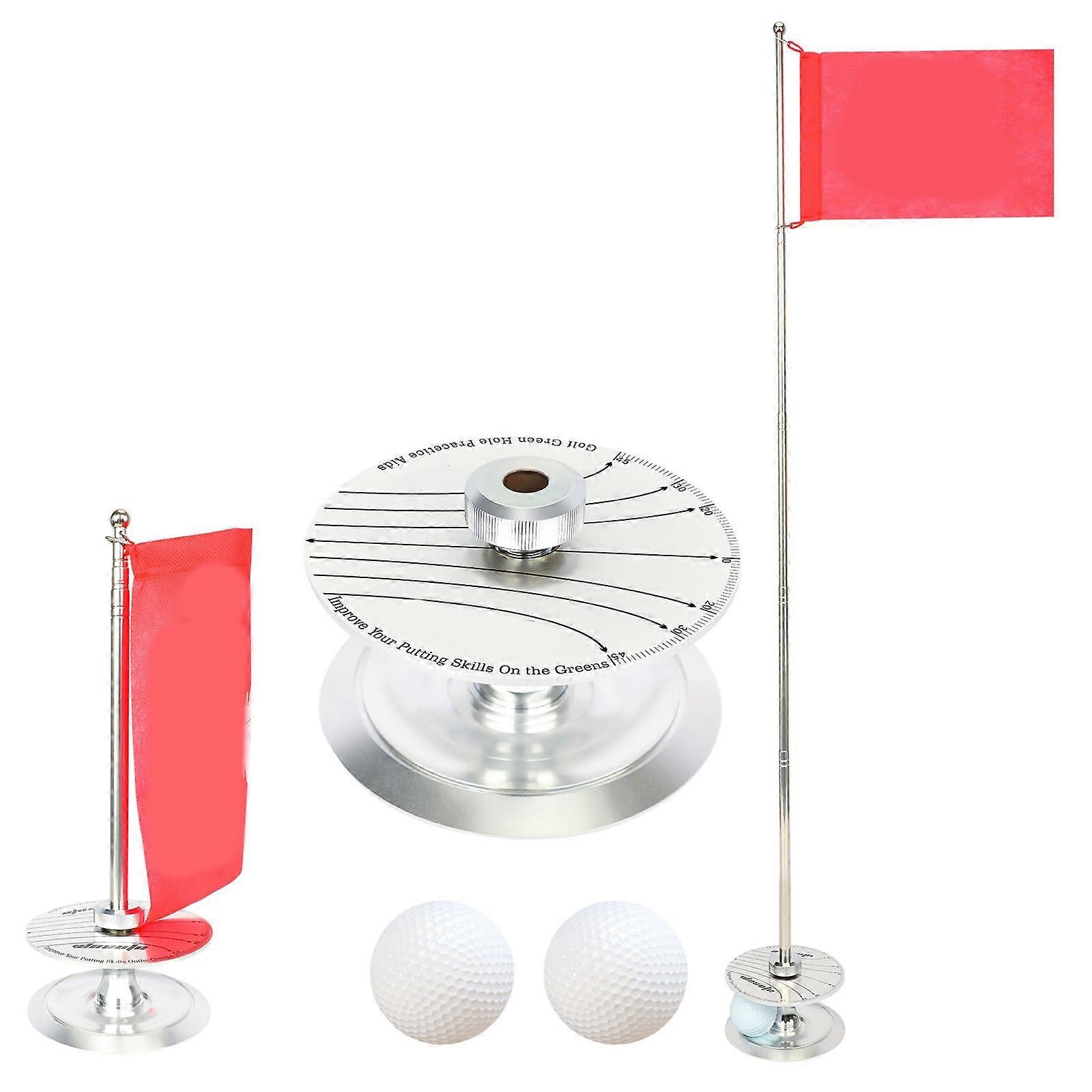 Retractable Golf Flag And Cup Set - Portable Flagstick, Hole Cup Insertion, Green Mat Swing Training Tool