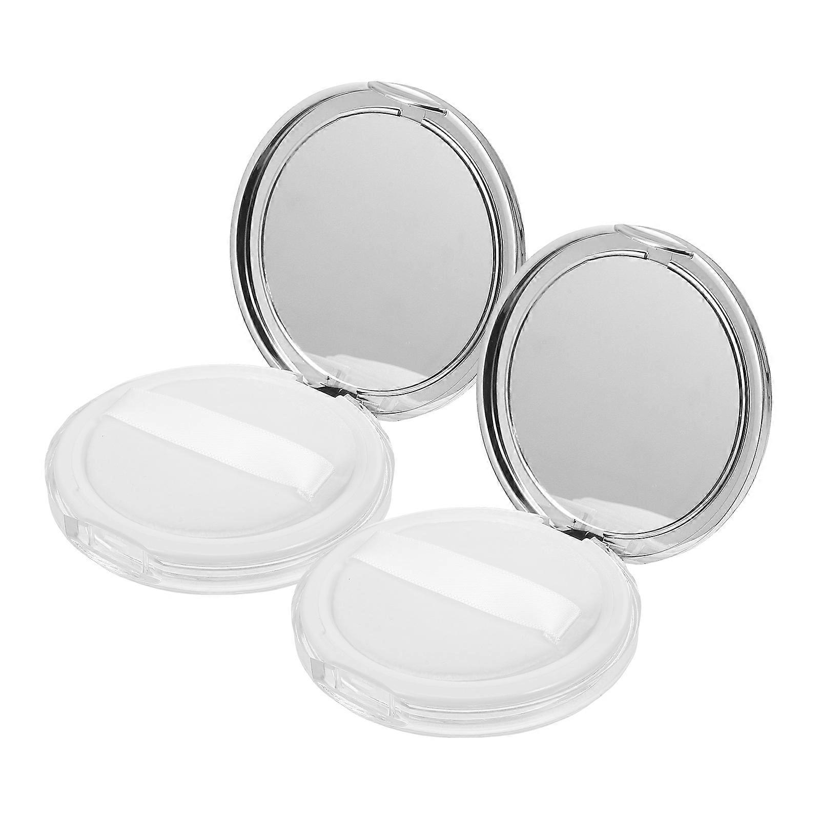 Compact Carrying Loose Powder Box ABS Glass Material 2Pcs Home Use