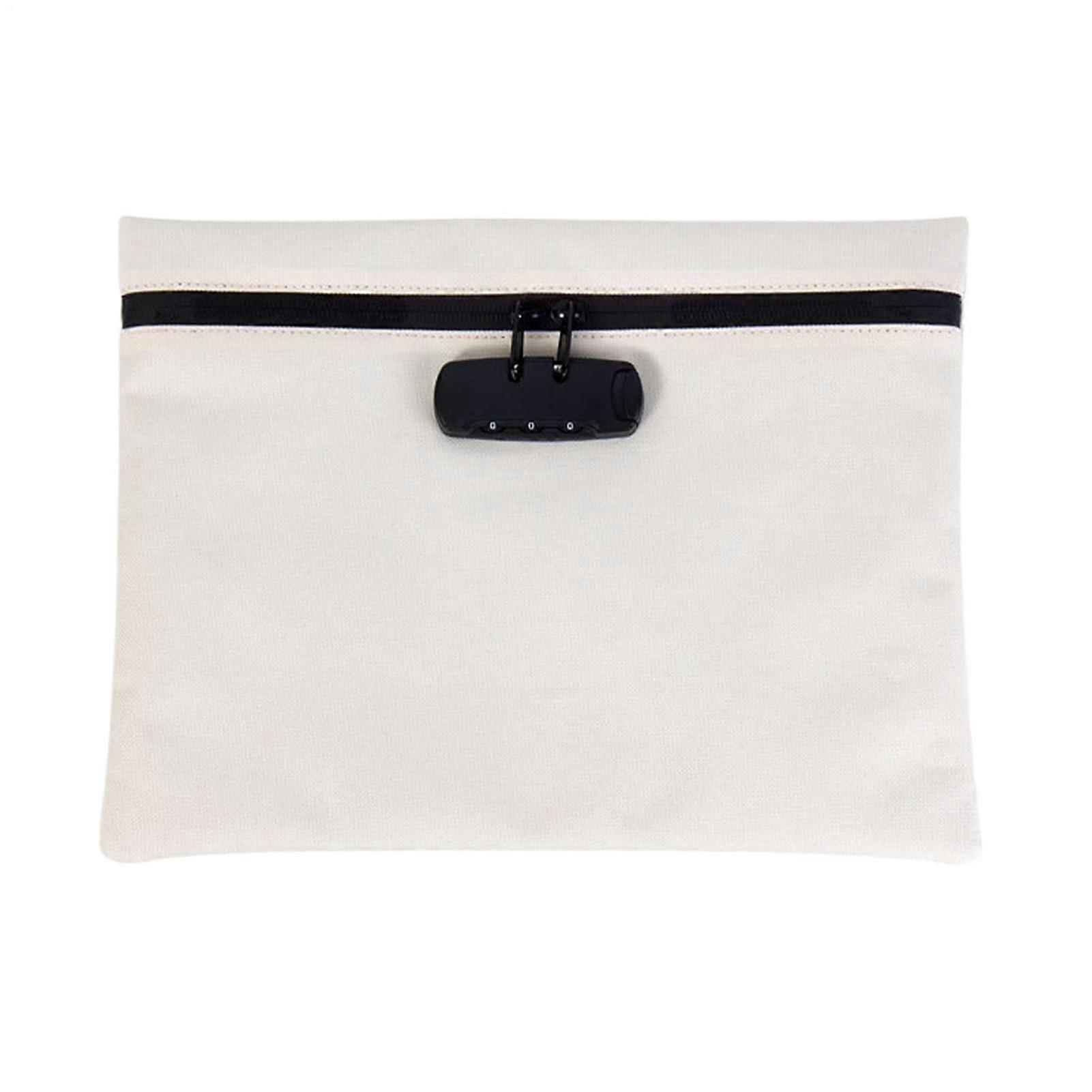 Lockable Storage Bag, Waterproof and Durable, MultiLayer Fabric, 24.5x16cm, White