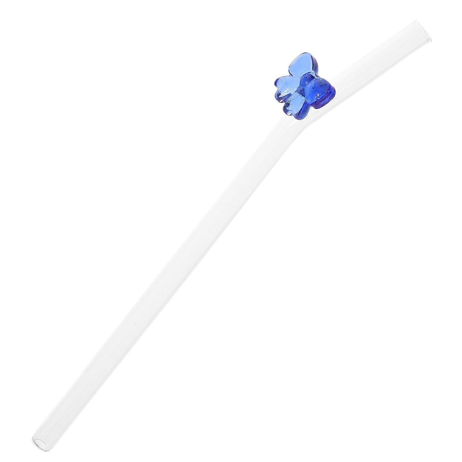 Glass Straws Straight Bowknot Glass Straw Party Daily Use 18.80X0.80X0.80cm Drinking 1Pack