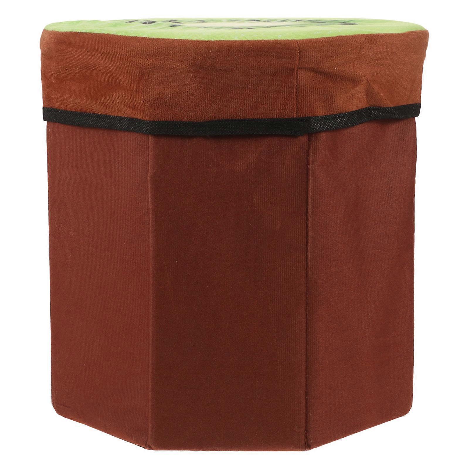Folding Cloth Stool with Storage for Sitting Brown Small Size