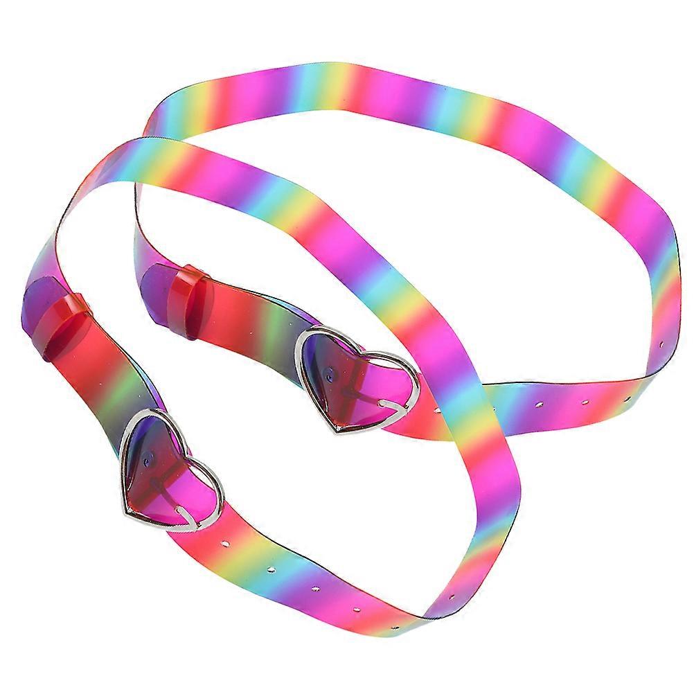 Rainbow Transparent PVC Waist Belt with Heart Buckle – Stylish Chain Belt for Dresses and Outfits