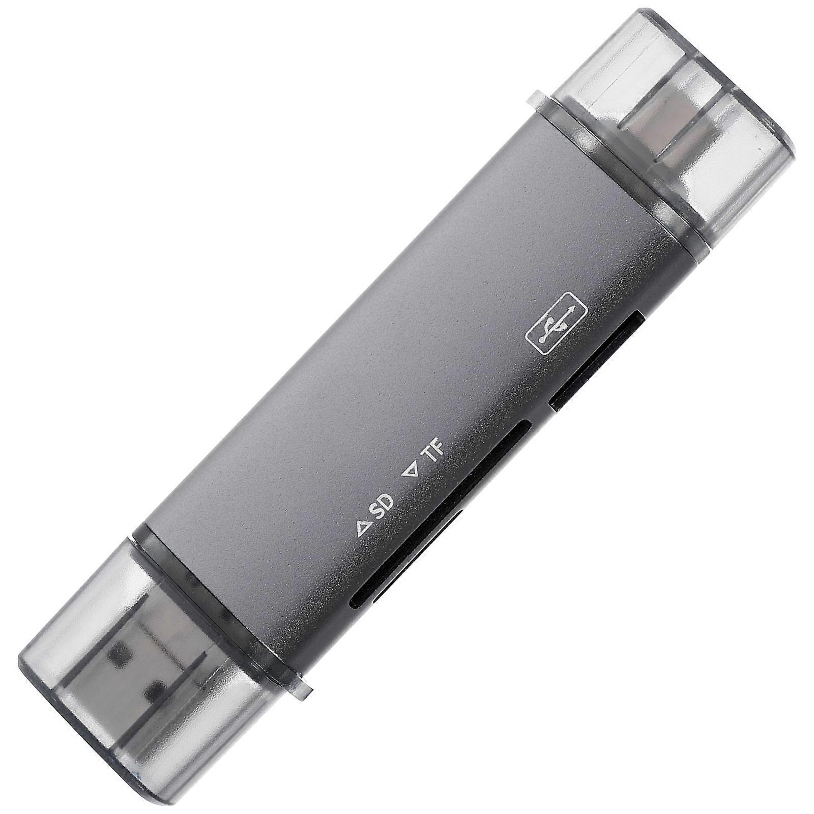 USB Card Reader Adapter for Phone Use with Multifunctional Design Grey ABS Aluminum Alloy
