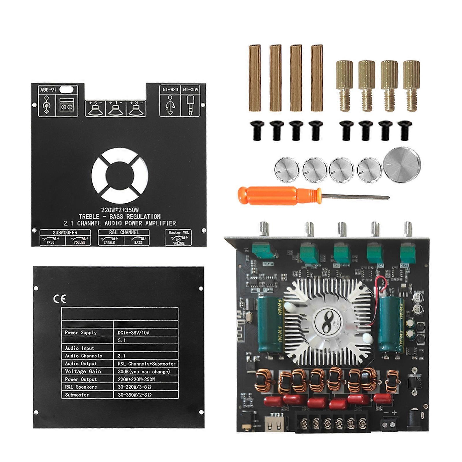AS21 Wireless Auditory Amplifier Board 2.1CH 220W x2+350W For Home Threater Wireless 5.1 And APP Control Multicolor
