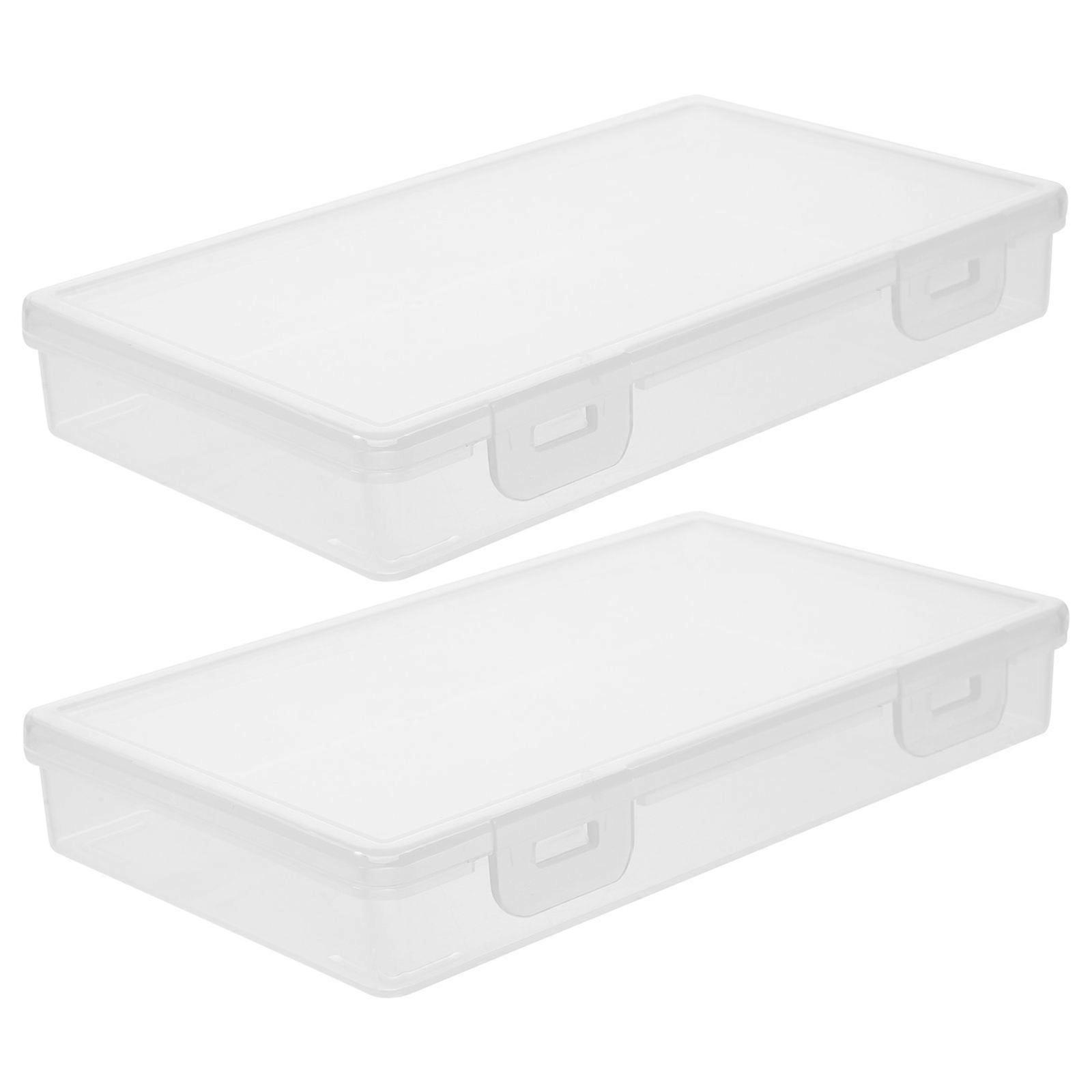 2pcs Clear Cards Storage Box  Multipurpose Photo Storage Boxes with Lid Plastic Storage Boxes