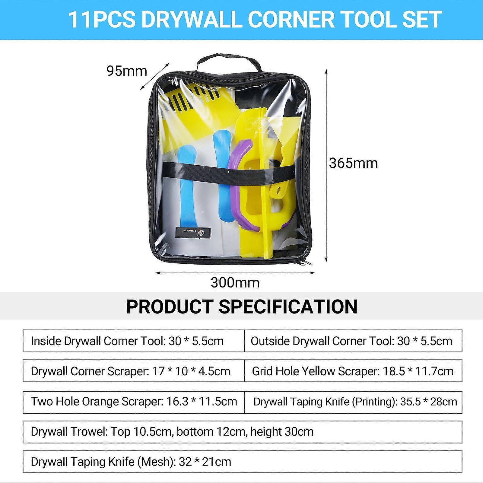 11Pcs Drywall Corner Tool Set Inside and Outside Corner Trowel Plastic Drywall Corner Scraper Drywall Taping Knife Construction Tool for Removing Wal
