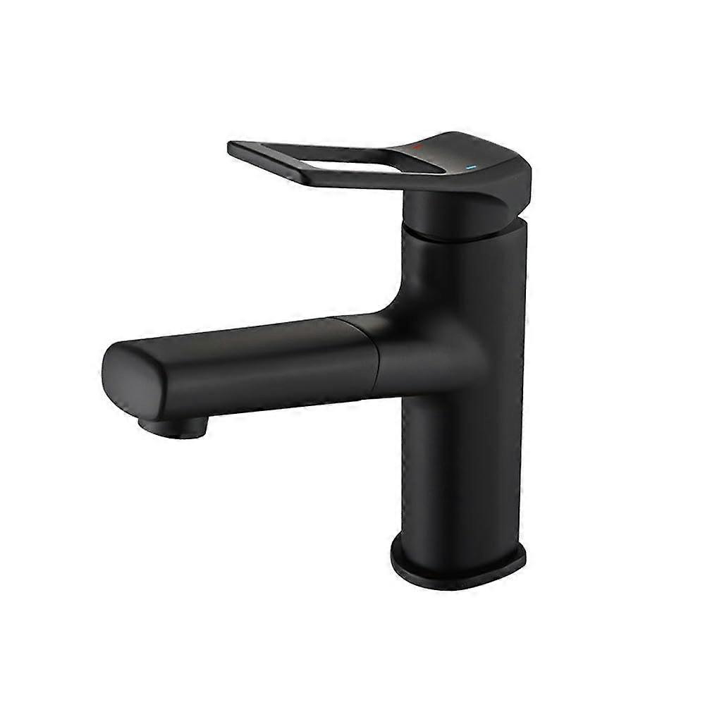 Bathroom Sink Faucet with Hot and Cold Water, Lift Handle, Extendable Spout
