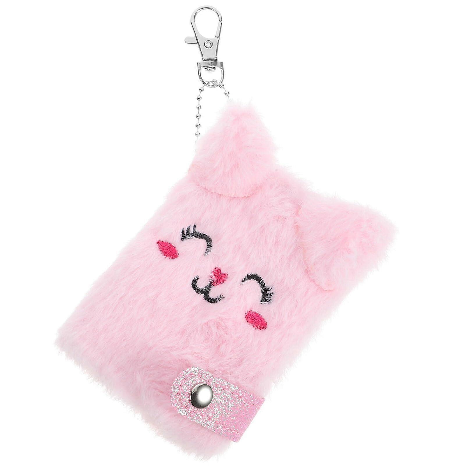 Mini Plush Pocket Notebook With Cute Cat Face And Keychain Plush Cat Diary With Blank Pages For Girls Nurses Travel