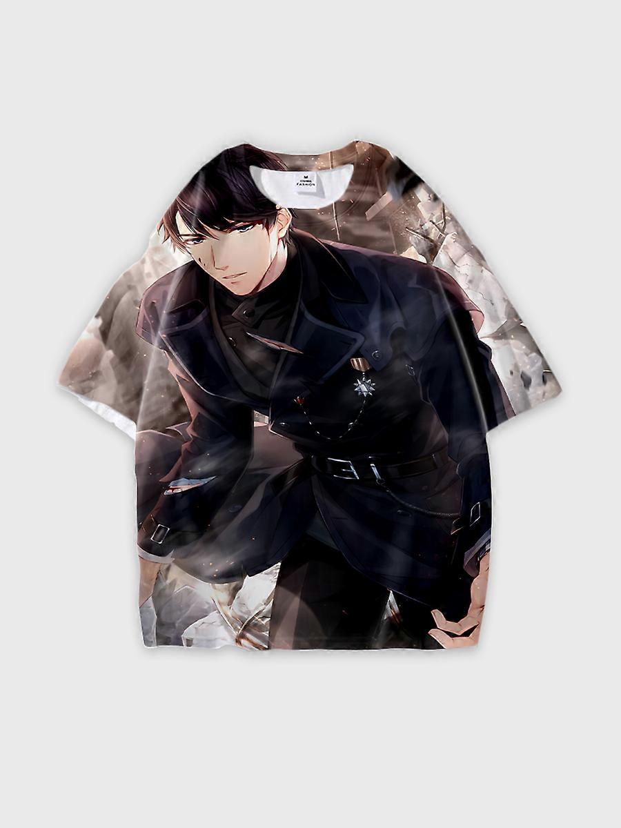 T-shirt round neck Role Pattern loose short sleeve E1315