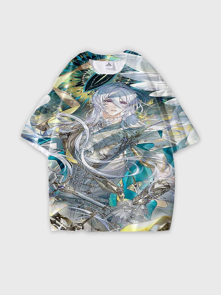 T-shirt round neck Animation Character Pattern loose short sleeve E1386